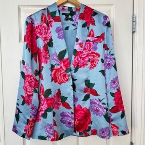 Forever 21 Floral Blazer in Blue and Pink